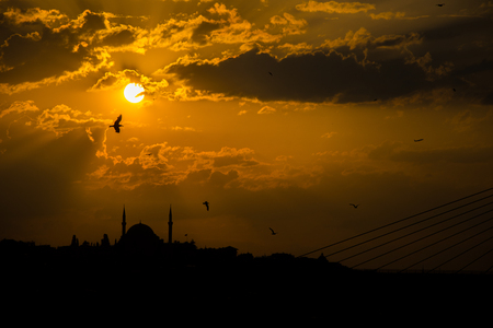 Beautiful cityscape of Istanbul during the sunset time in the eveningの写真素材