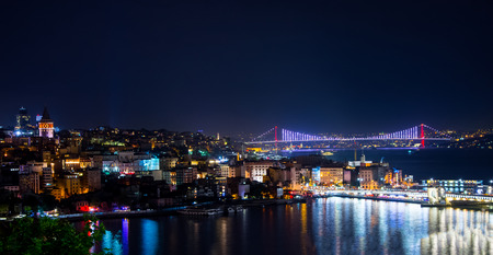 Beautiful view to the city of Istanbul during the nightの写真素材