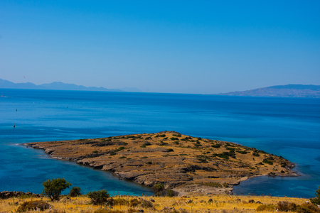 The small peninsula in the Aegean sea in the city of Bodrumの写真素材