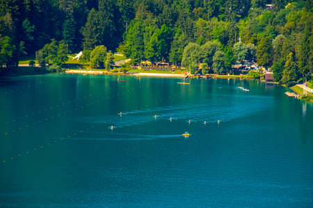 Kayak training on the Lake Bled in Slovenia