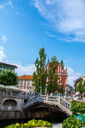 View to the Persenov squere in the center of Ljubljana capital city of Slovenia european country, 2019.07.26のeditorial素材