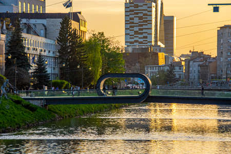 Festina lente or Pozuri polahko bridge in Sarajevo capital city of Bosnia and Herzegovina 2019.04.25.のeditorial素材