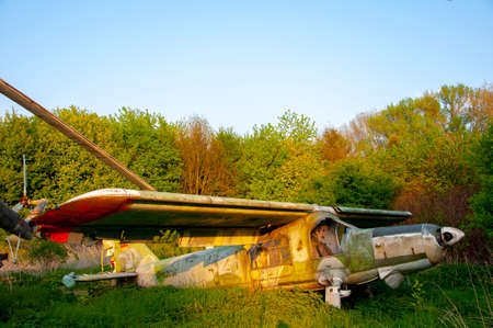 Airplan exhibited at abandoned motor technica museum at Bad Oeynhausenのeditorial素材