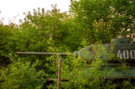 Military tank exhibited at abandoned motor technica museum at Bad Oeynhausenのeditorial素材