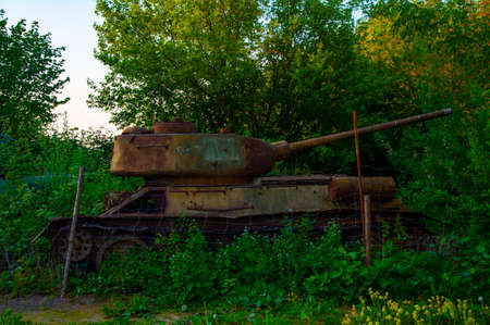 Military tank exhibited at abandoned motor technica museum at Bad Oeynhausenのeditorial素材