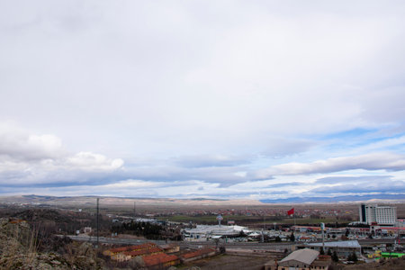 View to the shopping centers and thermal hotels in city of Afyon (Afyonkarahisar)のeditorial素材