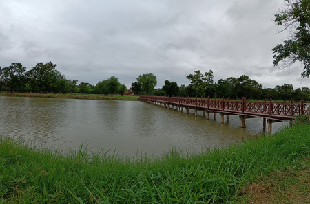 Bridge to archaeological site.の写真素材