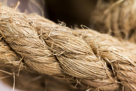 Large rope used to tie a fishing boat in popular use の写真素材