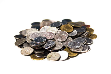 Thai coin stack isolated on white 