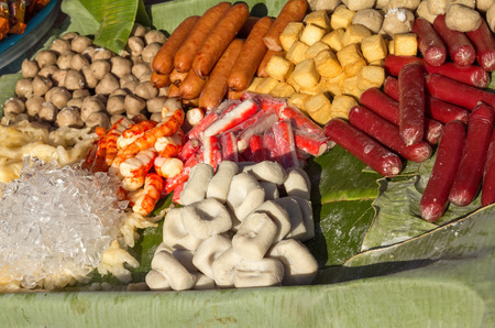 Meatballs and fresh to the market の写真素材