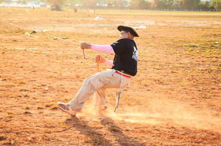 Satun, Thailand -1  March  2014  Satun Province, together with the Tourism Authority of Thailand  Office Stool Kite Festival 34  between February 28 to March 2, 2014 at the RAF airfield canal Satun のeditorial素材