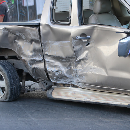 car crash accident on streetの写真素材