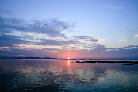 Beautiful sunset above the seaの写真素材