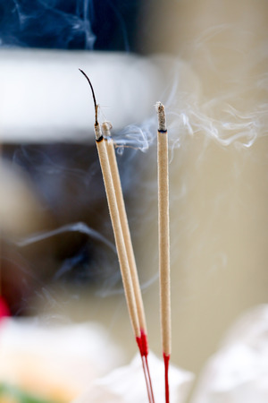 incense burning and smoke background.の写真素材