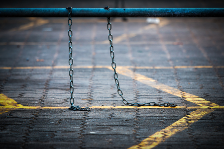 Chain laid across  steel lock for bicycles, motorcycles lost.の写真素材