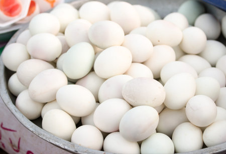 Salted duck eggs were placed on the market.の写真素材