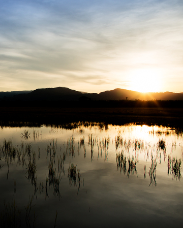 Sunrise over the mountains in the morning.の写真素材