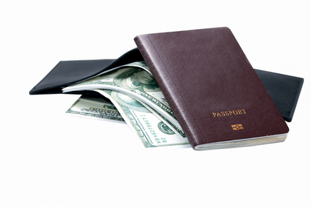 Wallet, passport and dollar : concept for tourismの写真素材