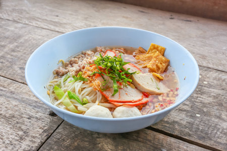 noodle tom yum with porkの写真素材