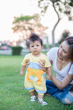 asian mother and sonの写真素材