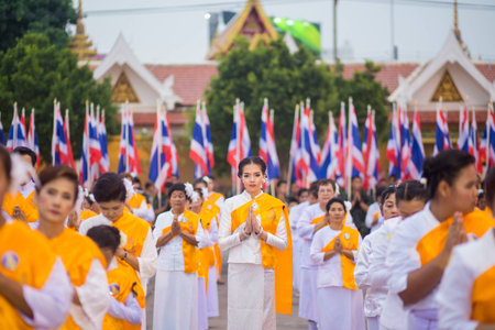 Thai people celebrating the 660 years anniversary of Buddha Chinarat. at Wat Phra Si Rattana Mahathat temple in Phitsanulok ,Thailand .April 28, 2017のeditorial素材