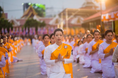 Thai people celebrating the 660 years anniversary of Buddha Chinarat. at Wat Phra Si Rattana Mahathat temple in Phitsanulok ,Thailand .April 28, 2017のeditorial素材