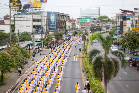 Thai people celebrating the 660 years anniversary of Buddha Chinarat. at Wat Phra Si Rattana Mahathat temple in Phitsanulok ,Thailand .April 28, 2017のeditorial素材