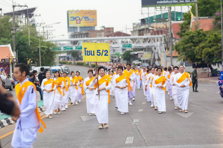 Thai people celebrating the 660 years anniversary of Buddha Chinarat. at Wat Phra Si Rattana Mahathat temple in Phitsanulok ,Thailand .April 28, 2017のeditorial素材