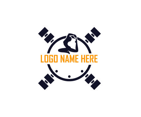 Yoga pose logo - Cross Barbell vectorのイラスト素材