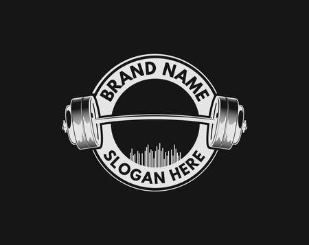 Gym logo, fitness logo, barbell logo with music wavesのイラスト素材