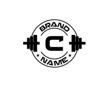 Abstract letter C fitness with barbell logo vector template. Suitable for business, web, sport, health, athlete, and initial symbolのイラスト素材