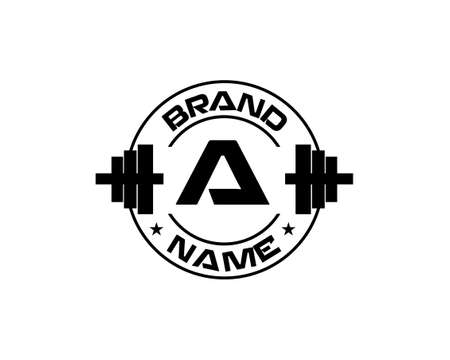 Abstract letter A fitness with barbell logo vector template. Suitable for business, web, sport, health, athlete and initial symbolのイラスト素材