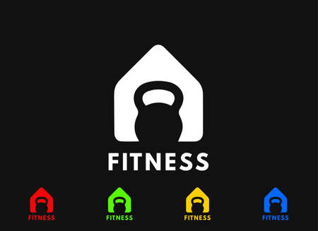 Gym house, fitness at home silhouette logo design multi colors - work out at homeのイラスト素材