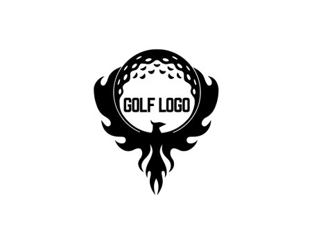 phoenix Bird holding golf ball logo icon illustration vector on white backgroundのイラスト素材