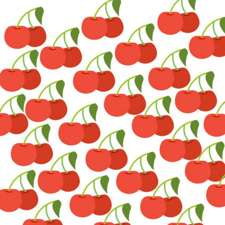 Seamless pattern with red cherries on a white background.