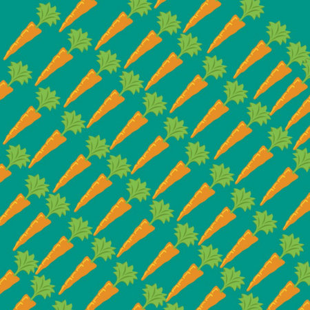 Carrot seamless pattern on green background. Carrot vector illustration.