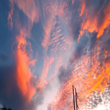 Colorful dramatic sky with cloud at sunset.Sky with clouds at sunset.の写真素材