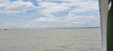 Panoramic view of the Gulf of Thailand from the boat.の写真素材