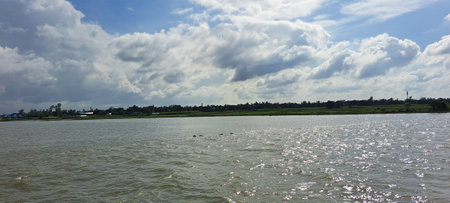 Landscape view of the Mekong river in Thailand. Panoramic view of the Mekong river.の写真素材