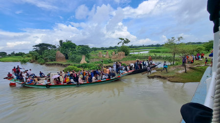 Boat trip on Mekong river, Luang Prabang, Laosの写真素材