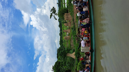 Floating market in the city of Ho Chi Minh, Vietnamの写真素材