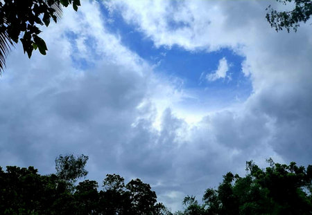 Clouds in the blue sky in the rainforest of Thailand.の写真素材