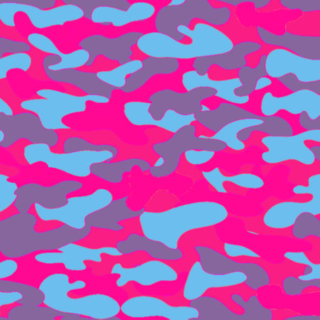 Camouflage seamless pattern in pink and blue colors. Vector illustration.の写真素材