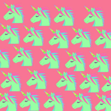Unicorn seamless pattern. Vector illustration with unicorns on pink background.の写真素材