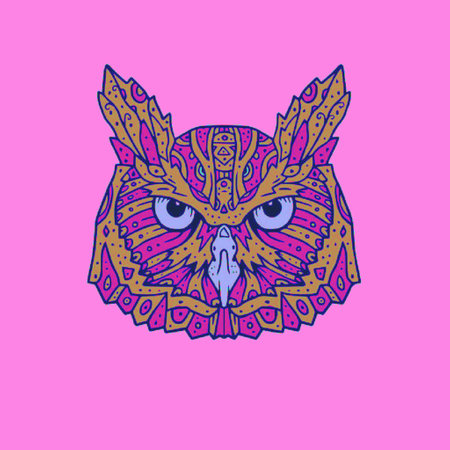 Owl head. Vector illustration for your design on pink background.の写真素材