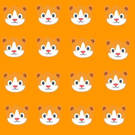 Seamless pattern with cute cartoon tiger faces. Vector illustration.の写真素材