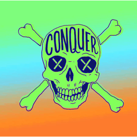Skull and crossbones on a colorful background. Vector illustration.