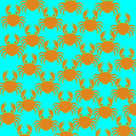 Seamless pattern with crabs. Vector illustration. Blue background.の写真素材