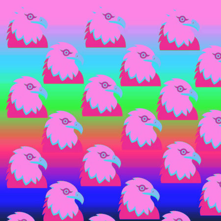 Seamless pattern with eagles on a rainbow background. Vector illustration.の写真素材