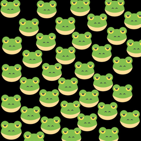 Seamless pattern with green frog on black background. Vector illustration.の写真素材